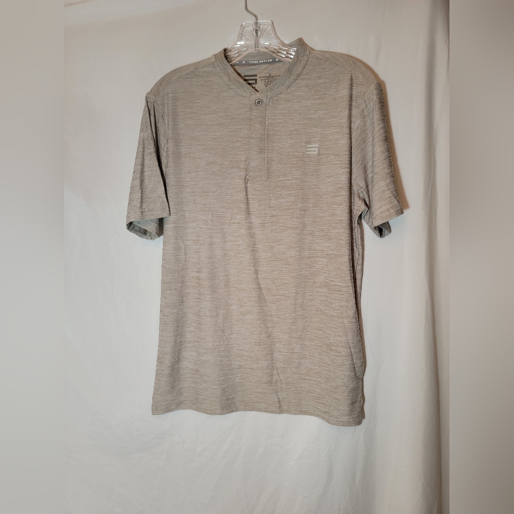 Three Sixty Six Shirt Mens Small Blade Collar Golf Stretch Performance Wick Gray